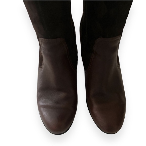 Born Brown Suede Leather Harlequin Heeled Boot Side Zip Stacked Heel Women’s 9 - Picture 5 of 12